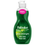 Single green Palmolive Ultra Strength dish liquid bottle with label showing 'ultra strength' and 8.0 oz volume