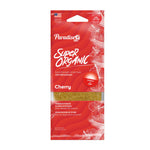 Red Paradise Air Super Organic cherry air freshener hanging pouch with visible scratch-and-sniff pad.