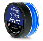 Paradise Air Platinum Series Ultimate GEL90 New Car blue gel air freshener in black vented lid on white background