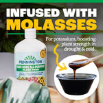 Pennington bottle beside a bowl and spoon of molasses with text highlighting ‘Infused with Molasses’