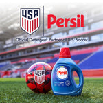 Persil bottle and USA soccer ball on stadium grass with Persil and USA logos and text noting official detergent partner