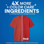 Blue background graphic showing a red T-shirt split down the middle with Persil logo and color care claim