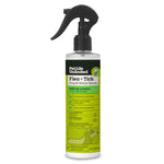 Clear Pet Life Unlimited Flea + Tick spray bottle with black trigger on white background showing product label