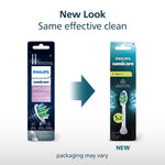 Graphic showing old and new Philips Sonicare InterCare packaging side by side with text about new look