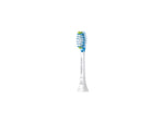 Single Philips Sonicare replacement brush head with blue and green bristles on a white stem.