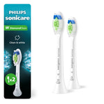 Two white Philips Sonicare W DiamondClean replacement brush heads shown next to branded packaging strip.
