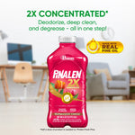 Pinalen 2X Floral Delight cleaner bottle in a living-room setting with text highlighting 2X concentrated and real pine oil badge