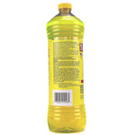 Rear view of a tall yellow Pine Glo cleaner bottle showing the back label, barcode and yellow cap