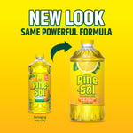 Packaging update graphic showing old and new Pine-Sol Lemon Fresh bottles with 'New Look Same Powerful Formula' text