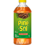 Full Pine-Sol plastic bottle showing green label, pinecone image and yellow cap on white background