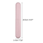 Single pink speckled toothbrush travel case shown vertically with measurement arrows marking 20.5 cm (8.07") and 3.1 cm (1.22").
