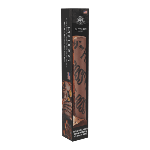 Tall boxed Pit Boss branded butcher paper roll with product photos on packaging
