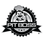 Black and silver Pit Boss circular logo featuring a chef holding a spatula and fork