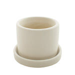 Plant with Purpose Hyde semi-matte cream ceramic planter with matching saucer on white background
