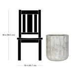 Comparison graphic showing a chair silhouette next to the gray planter to illustrate scale
