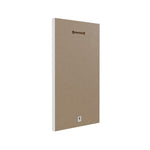 Rear view of a rectangular wood-backed plaque showing predrilled hanging slot and plain brown backing