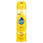 Yellow Pledge Expert Care lemon enhancing furniture polish aerosol can on a white background