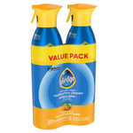 Front view of two Pledge everyday clean multisurface spray bottles in a yellow 'VALUE PACK' wrap, fresh citrus scent