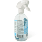 Clear Podsy spray bottle angled to show side label, barcode and refill pods visible inside