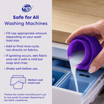 Instruction panel showing pouring fabric conditioner into a washer dispenser and usage bullet points