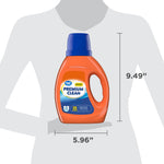 Size comparison graphic of Great Value Premium Clean bottle with dimensions shown against a silhouette