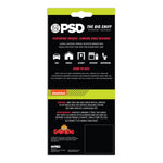 Back of PSD Garfield air freshener packaging with usage icons, instructions and warnings