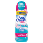 Tall Purex Crystals Fresh Morning Vibes scent booster bottle with blue and pink label