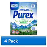 Front-facing Purex Fresh Mountain Breeze laundry pacs pouch with mountain imagery and '66 pacs' badge