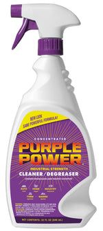White spray bottle with purple trigger and large purple-orange 'Purple Power' front label for concentrated cleaner/degreaser