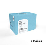 Blue Qualiazero tall kitchen bags box with an overlay reading '2 Packs' on a white background.