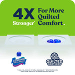 Graphic showing '4X Stronger' claim with marble test illustration and Quilted Northern logo