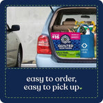 Open car trunk showing a Quilted Northern pack and a Sams Club bag with caption ‘easy to order, easy to pick up’