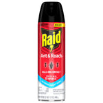 Single red Raid Ant & Roach aerosol can with black cap showing brand logo and 'Kills on Contact' claim.