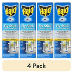 Four Raid Fly Stick product boxes shown side by side with a beige label reading “4 Pack” below.
