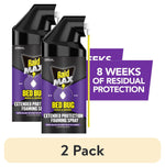 Two Raid Max Bed Bug extended protection foaming spray cans with purple label and 8 weeks callout