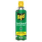 Front-facing Raid Yard Guard mosquito fogger aerosol can with green label and yellow spray nozzle