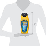 Silhouette sizing graphic showing a Rain‑X Shower Door X‑treme Clean bottle with dimensions labeled for height and width.