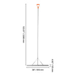 Minimal technical diagram of the full-length rake with dimensional callouts: 133.07 inches tall and 36 inches head width.