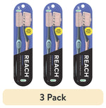Three Reach Essentials soft manual toothbrush blister packs shown side-by-side with packaging and a "3 Pack" label beneath.