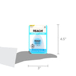 REACH Ultraclean mint floss blister pack shown above a hand silhouette with 3" by 4.5" dimension callouts