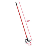 Full-length red mop handle with measurements indicated showing 60 inches and 7.5 inch frame width on white background