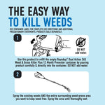 Instructional graphic panel showing steps to refill and spray, with illustrations and a 'Do not add water' warning icon.