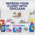 Array of OxiClean products including a central Odor Blasters tub with headline "Refresh Your Closet With OxiClean"