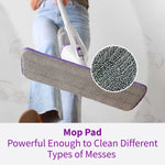 Rejuvenate PowerMax mop pad shown on a mop head with a circular inset magnifying the microfiber texture
