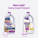 Side-by-side comparison graphic showing old and new Rejuvenate PowerMax multi-surface floor cleaner refill bottle designs