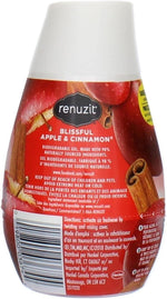 Rear view of a Renuzit Blissful Apple & Cinnamon gel air freshener cone with ingredient and barcode panel