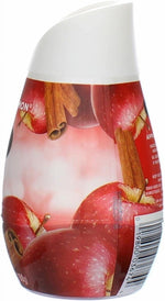 Side profile of a Renuzit Blissful Apple & Cinnamon gel air freshener cone showing apple and cinnamon artwork