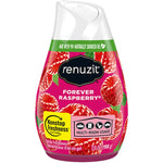 Renuzit Forever Raspberry gel air freshener bottle with raspberry graphics and Nonstop Freshness label