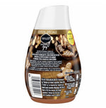 Back label of Renuzit Gingerbread Joy gel air freshener showing product text, barcode, usage icons and gingerbread cookie graphics.