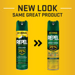 Graphic showing old and new Repel Sportsmen can designs side by side with headline “NEW LOOK SAME GREAT PRODUCT.”
